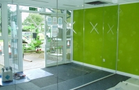 Reception glass partition and doors