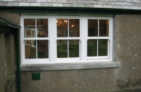 upvc white vertical sliding windows with face fret bars